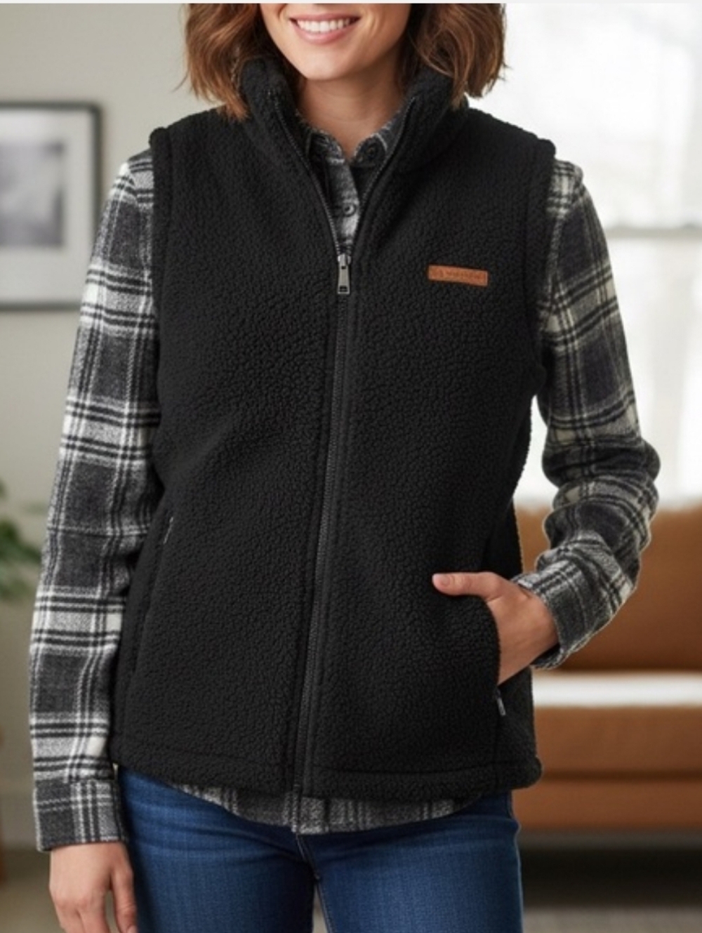 Women’s Black Sherpa Fleece Vest
